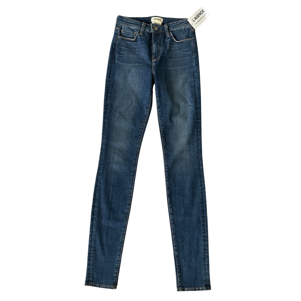 L'AGENCE Marguerite High Rise Skinny Jeans Dark SZ 25 Blue Denim NWT Minimalist